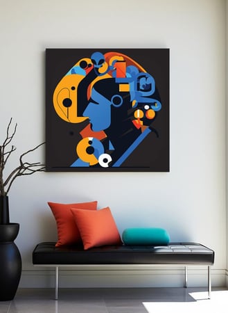 لوحة كانفاس على إطار خشبي بالفن التصوري لتصميم فن تجريدى