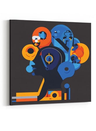 لوحة كانفاس على إطار خشبي بالفن التصوري لتصميم فن تجريدى للأفكار والرؤى