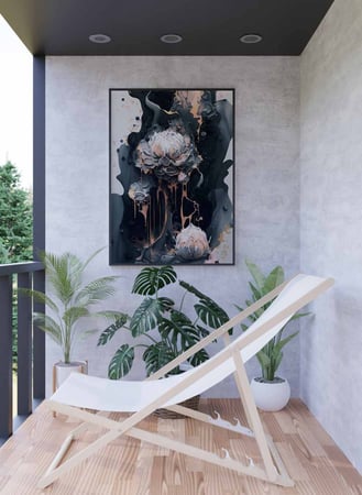 لوحة كانفاس على إطار خشبي، تصميم فن تجريدى للزهور، للمنزل، غرفة المعيشة، المكتب، الديكور