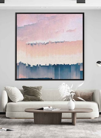 لوحة كانفاس مربع على إطار خشبي، تصميم فن تجريدي للسماء، للمنزل، غرفة المعيشة، المكتب، الديكور