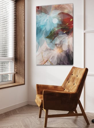 لوحة كانفاس على إطار خشبي بتصميم فن تجريدي نمط من الزهور