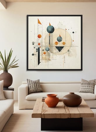 لوحة كانفاس على إطار خشبي بالفن التصوري لتصميم اشكال ملونة