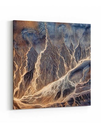 لوحة كانفاس مربع على إطار خشبي، تصميم فن تجريدي عاصفة كهربائية، للمنزل، غرفة المعيشة، المكتب، الديكور