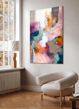 لوحة كانفاس على إطار خشبي بتصميم فن تجريدي