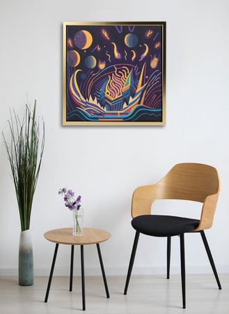 لوحة كانفاس على إطار خشبي بالفن التصوري لتصميم احتفال