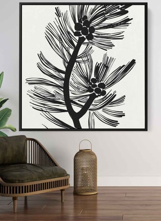 لوحة كانفاس على إطار خشبي بتصميم فن تجريدي للنباتا ت العصرية