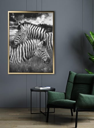 لوحة كانفاس على إطار خشبي بتصميم لوحة زيتية حمار وحشى