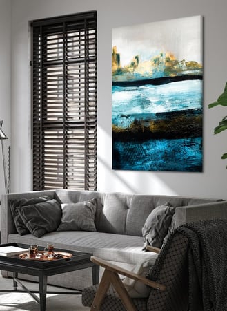 لوحة كانفاس على إطار خشبي بتصميم فن تجريدي