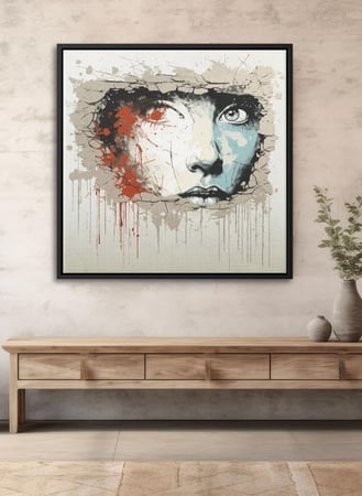 لوحة كانفاس على إطار خشبي بالفن التصوري لتصميم عيون غامضة