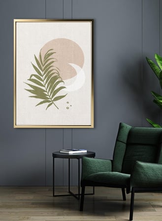 لوحة كانفاس على إطار خشبي بتصميم فن تجريدي للقمر