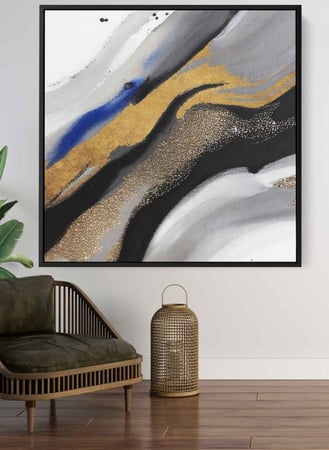 لوحة كانفاس على إطار خشبي بتصميم نمط الوان متداخلة