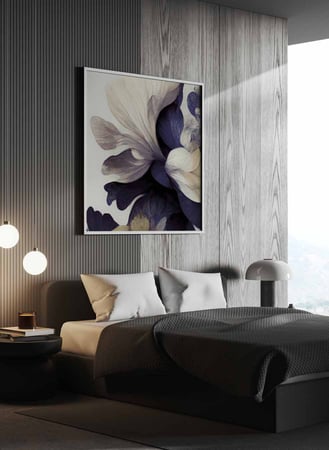 لوحة كانفاس مربع على إطار خشبي، تصميم نمط فنى لزهور ملونه، للمنزل، غرفة المعيشة، المكتب، الديكور