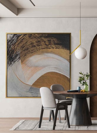 لوحة بتصميم فن زيتي لأمواج من الألوان