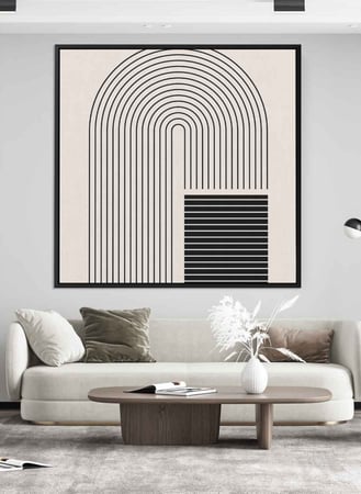 لوحة كانفاس على إطار خشبي بتصميم خطوط منحنية