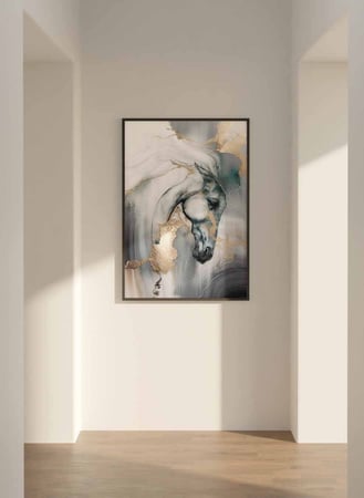 لوحة كانفاس على إطار خشبي، تصميم فن تجريدى لحصان، للمنزل، غرفة المعيشة، المكتب، الديكور