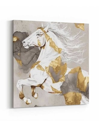 لوحة كانفاس مربع على إطار خشبي، تصميم فن زيتي لخيل أسطوري، للمنزل، غرفة المعيشة، المكتب، الديكور