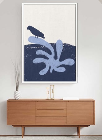 لوحة كانفاس على إطار خشبي بتصميم فن تجريدي لطائر