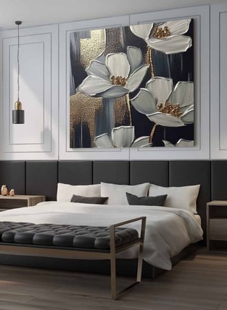 اشتر لوحة حائط كبيرة بتصميم زهرة مميزة بيضاء بافضل الخامات