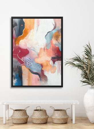 لوحة كانفاس على إطار خشبي بتصميم فن تجريدي