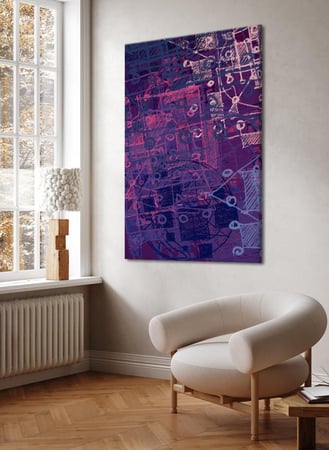 لوحة كانفاس على إطار خشبي بتصميم فن معاصر