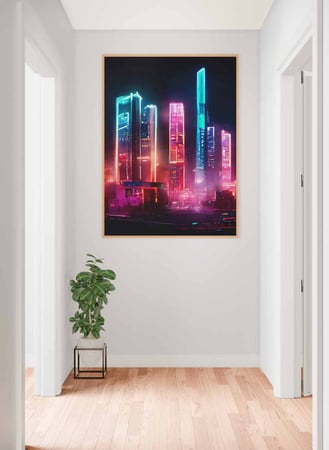 لوحة كانفاس على إطار خشبي، تصميم ليلة فى المدينة، للمنزل، غرفة المعيشة، المكتب، الديكور