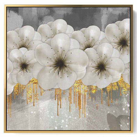 لوحة كانفاس مربع على إطار خشبي، تصميم فن من الزهور، للمنزل، غرفة المعيشة، المكتب، الديكور