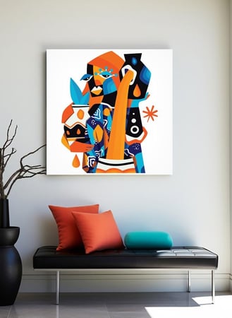 لوحة كانفاس على إطار خشبي بالفن التصوري لتصميم قوة المرأة