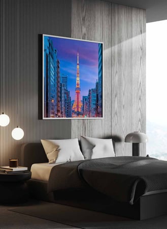 لوحة كانفاس مربع على إطار خشبي، تصميم شارع من مدينة طوكيو، للمنزل، غرفة المعيشة، المكتب، الديكور