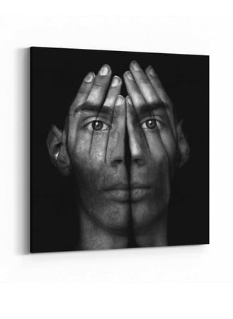 لوحة كانفاس مربع على إطار خشبي، تصميم رجل يغطى وجهه، للمنزل، غرفة المعيشة، المكتب، الديكور