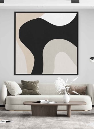 لوحة كانفاس على إطار خشبي بتصميم فن تجريدي للخطوط المنحنية