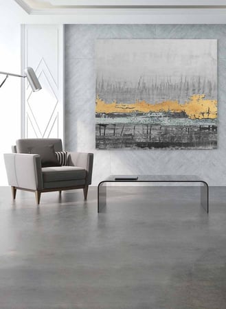 لوحة كانفاس مربع على إطار خشبي، تصميم امواج البحر، للمنزل، غرفة المعيشة، المكتب، الديكور