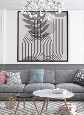 لوحة كانفاس على إطار خشبي بتصميم فن لخطوط و زهور