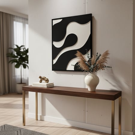 لوحة جدارية بارزة مصنوعة يدويا بتصميم عصري مع إطار أسود – ٨٠×١٠٠ سم