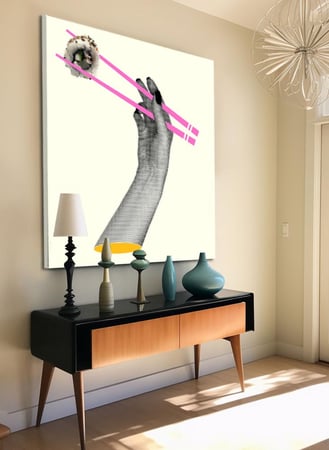 لوحة كانفاس على إطار خشبي بالفن التصوري لتصميم سوشى