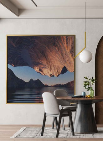 لوحة كانفاس مربع على إطار خشبي، تصميم منظر جمالى للمنحدر، للمنزل، غرفة المعيشة، المكتب، الديكور