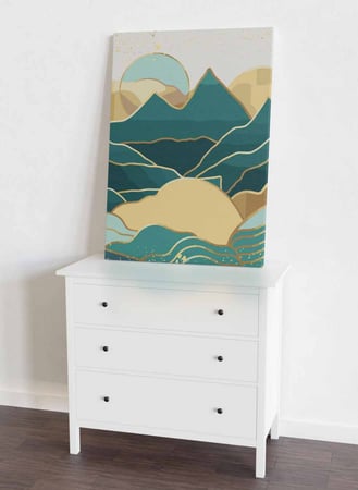 لوحة كانفاس على إطار خشبي، تصميم نمط جبال ، للمنزل، غرفة المعيشة، المكتب، الديكور