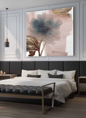 لوحة كانفاس مربع على إطار خشبي، تصميم فن زيتي ، للمنزل، غرفة المعيشة، المكتب، الديكور