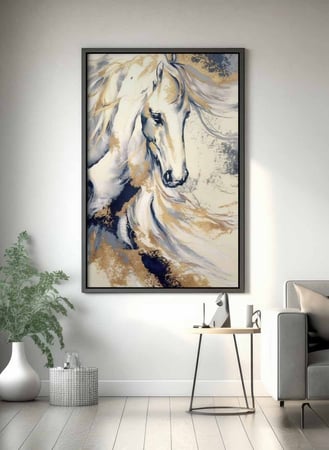 لوحة كانفاس على إطار خشبي، تصميم فن تجريدى لرأس حصان، للمنزل، غرفة المعيشة، المكتب، الديكور