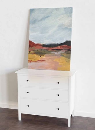 لوحة كانفاس على إطار خشبي، تصميم فن تجريدى للجبال، للمنزل، غرفة المعيشة، المكتب، الديكور