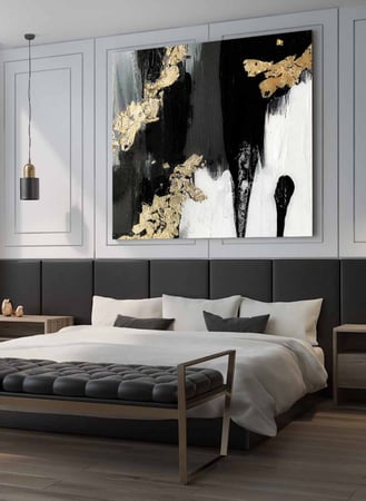 لوحة كانفاس مربع على إطار خشبي، تصميم فن زيتي ، للمنزل، غرفة المعيشة، المكتب، الديكور