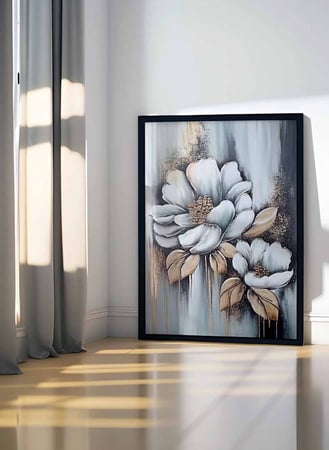 لوحة كانفاس على إطار خشبي، تصميم فن تجريدى للزهور، للمنزل، غرفة المعيشة، المكتب، الديكور