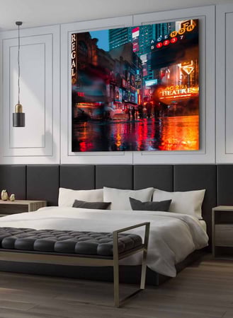 لوحة كانفاس مربع على إطار خشبي، تصميم مدينة نيويورك، للمنزل، غرفة المعيشة، المكتب، الديكور