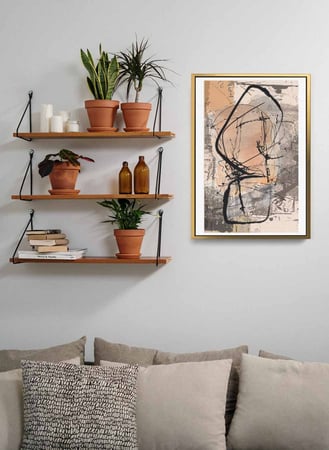 لوحة كانفاس على إطار خشبي، تصميم فن تجريدي، للمنزل، غرفة المعيشة، المكتب، الديكور