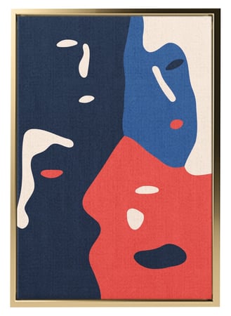 لوحة كانفاس على إطار خشبي بتصميم فن تجريدي وجوه متعددة