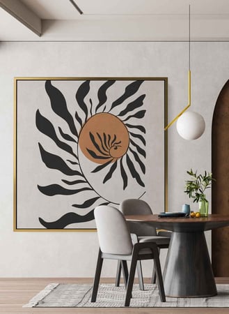 لوحة كانفاس على إطار خشبي بتصميم فن تجريدي للزهور العصرية