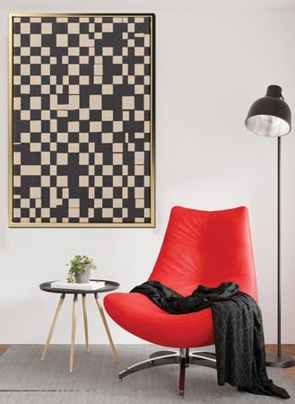 لوحة كانفاس على إطار خشبي بتصميم مربعات