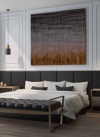 لوحة فنية تجريدية تعبيرية مربعه بتصميم تجريدي بألوان أسود وبني فخمه