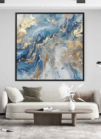 اشتر لوحات باللون الازرق الرخامى كانفس بدرجات مختلفه فخمه