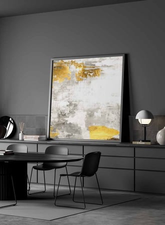 لوحة كانفاس مربع على إطار خشبي، تصميم فن زيتي ، للمنزل، غرفة المعيشة، المكتب، الديكور