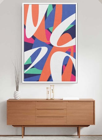 لوحة كانفاس على إطار خشبي بتصميم نمط فني ملون